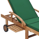 Sun Lounger with Cushion Solid Teak Wood Green