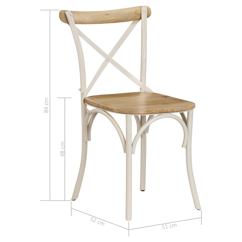 Cross Chairs 4 pcs White Solid Mango Wood