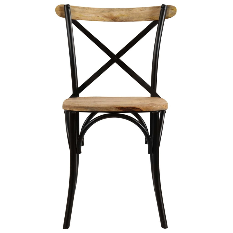 Cross Chairs 6 pcs Black Solid Mango Wood