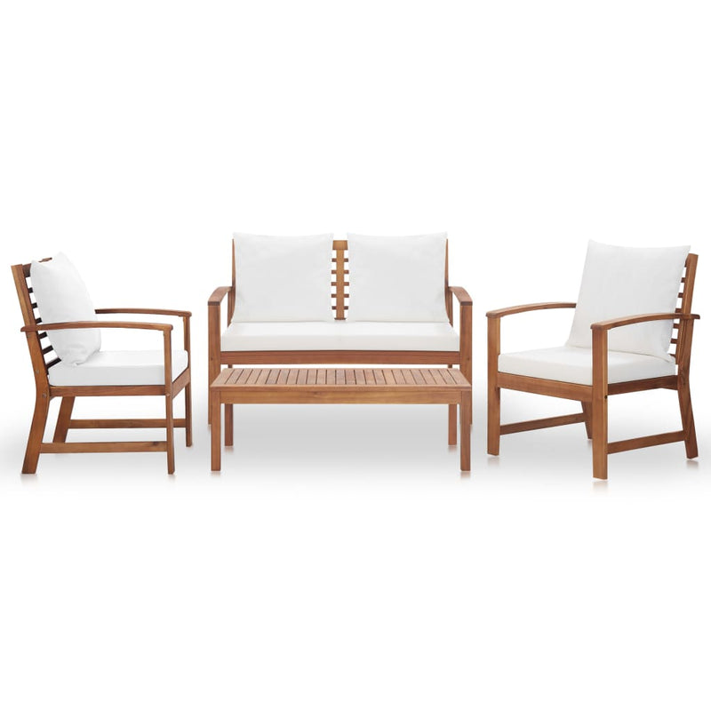 4 Piece Garden Lounge Set with Cushions Solid Acacia Wood