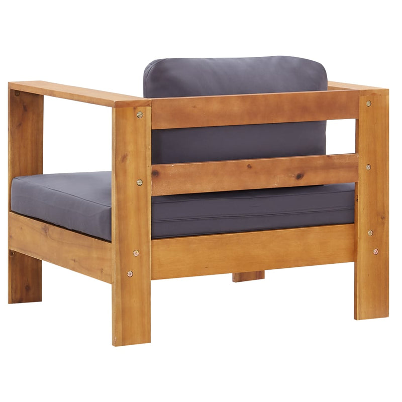 Garden Sofa Chair with Cushion Dark Grey Solid Acacia Wood