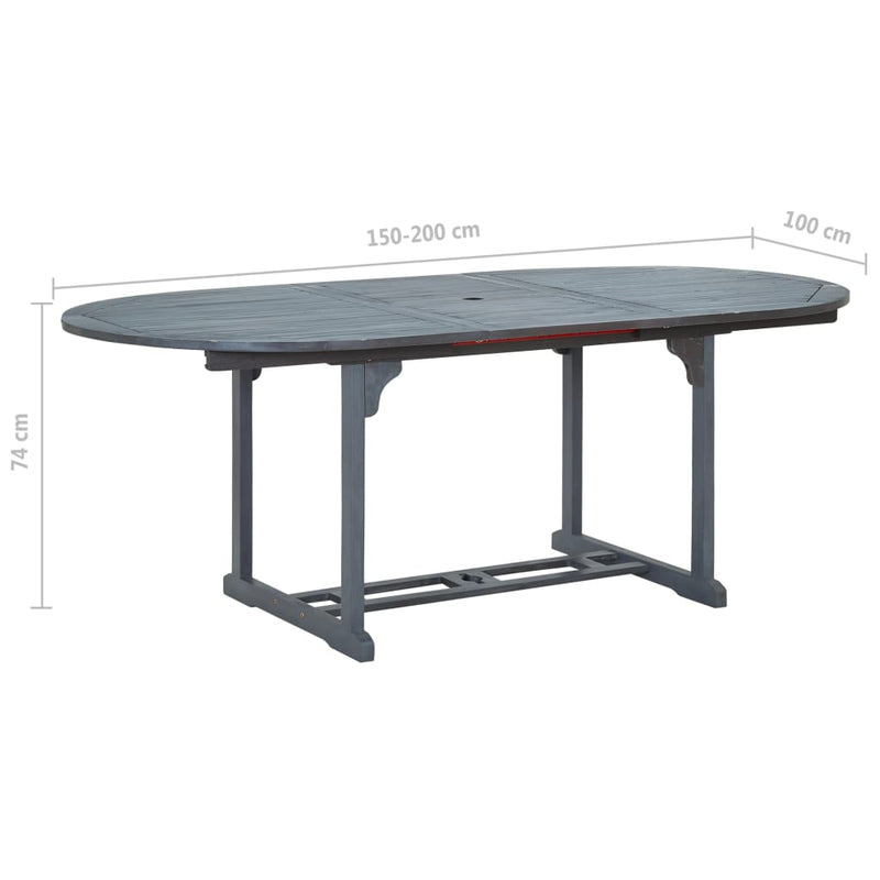 Garden Table Grey 200x100x74 cm Solid Acacia Wood.