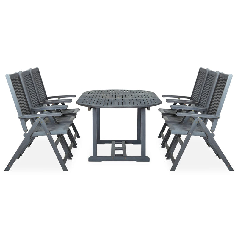 7 Piece Outdoor Dining Set Solid Acacia Wood Grey