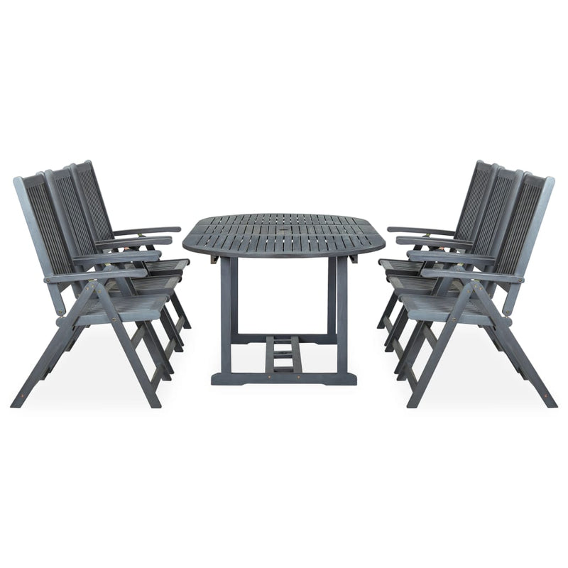 7 Piece Outdoor Dining Set Solid Acacia Wood Grey