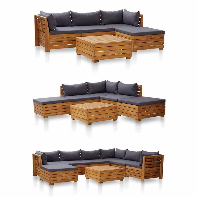 Sectional Footrest 1 pc with Cushion Solid Acacia Wood