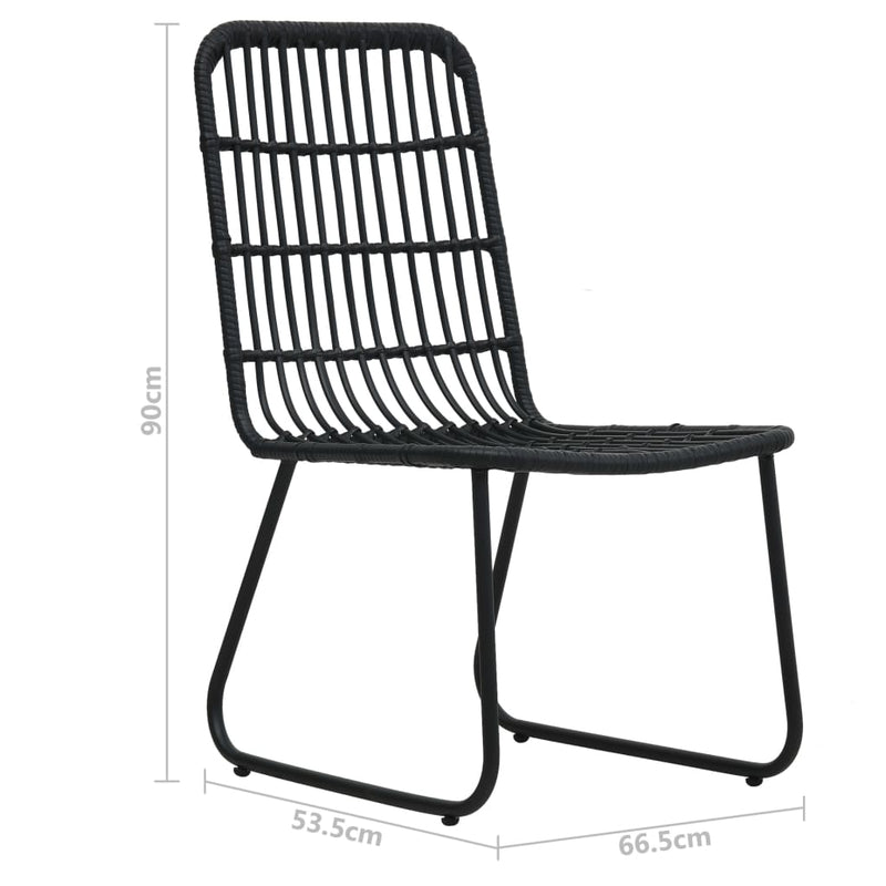 Garden Chairs 2 pcs Poly Rattan Black