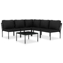 6 Piece Garden Lounge Set with Cushions Black PVC