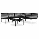 6 Piece Garden Lounge Set with Cushions Black PVC