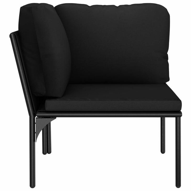 8 Piece Garden Lounge Set with Cushions Black PVC