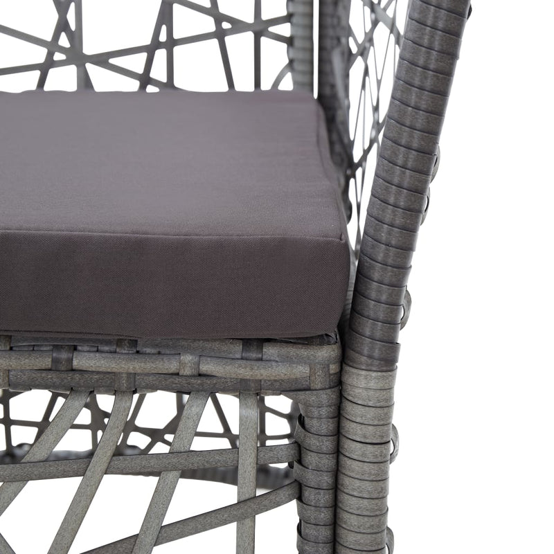 Outdoor Chairs 2 pcs with Cushions Poly Rattan Grey