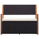 Storage Bench 110 cm Poly Rattan and Solid Acacia Wood Black