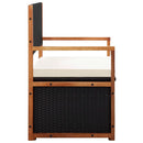 Storage Bench 110 cm Poly Rattan and Solid Acacia Wood Black