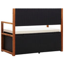Storage Bench 110 cm Poly Rattan and Solid Acacia Wood Black