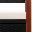 Storage Bench 110 cm Poly Rattan and Solid Acacia Wood Black