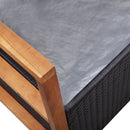 Storage Bench 110 cm Poly Rattan and Solid Acacia Wood Black