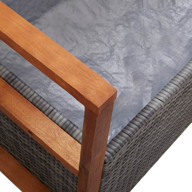 Storage Bench 110 cm Poly Rattan and Solid Acacia Wood Grey