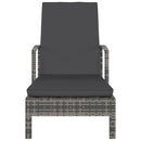 Sun Lounger with Armrests Poly Rattan Grey