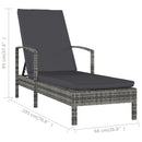 Sun Lounger with Armrests Poly Rattan Grey