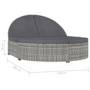 2-Person Sun Lounger with Cushions Poly Rattan Grey