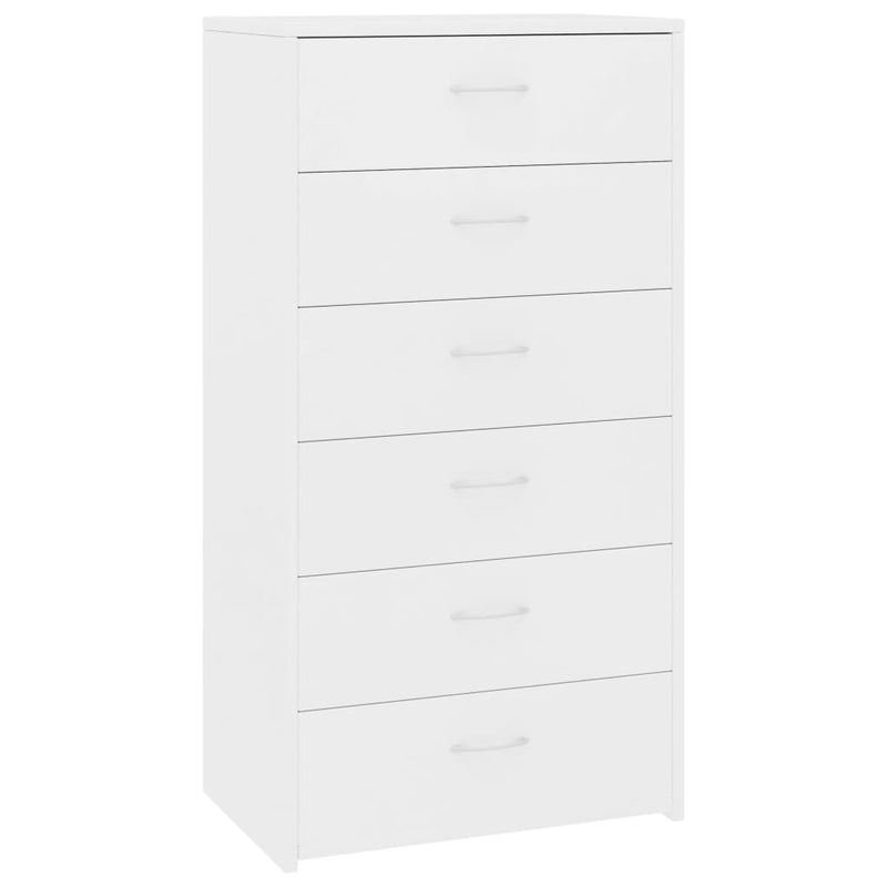 Sideboard with 6 Drawers White 50x34x96 cm Chipboard