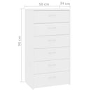 Sideboard with 6 Drawers White 50x34x96 cm Chipboard
