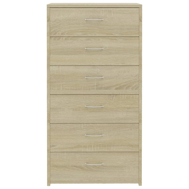 Sideboard with 6 Drawers Sonoma Oak 50x34x96 cm Chipboard