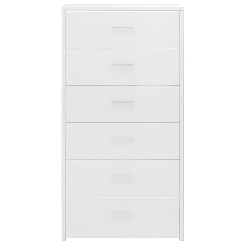 Sideboard with 6 Drawers High Gloss White 50x34x96 cm Chipboard