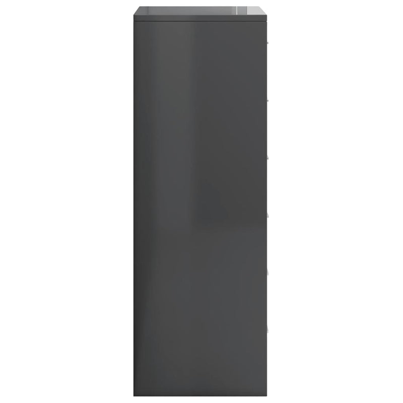 Sideboard with 6 Drawers High Gloss Grey 50x34x96 cm Chipboard