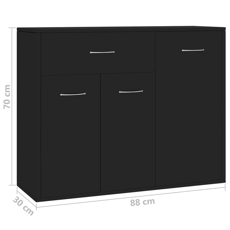Sideboard Black 88x30x70 cm Chipboard