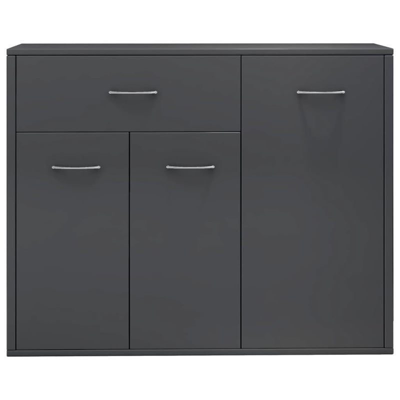 Sideboard High Gloss Grey 88x30x70 cm Chipboard