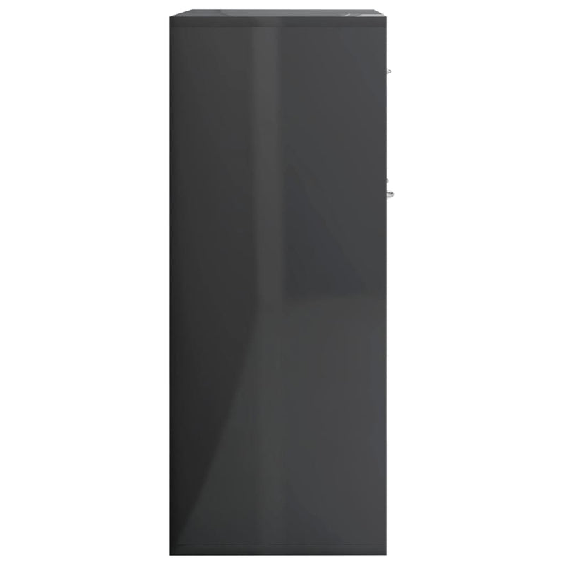 Sideboard High Gloss Grey 88x30x70 cm Chipboard