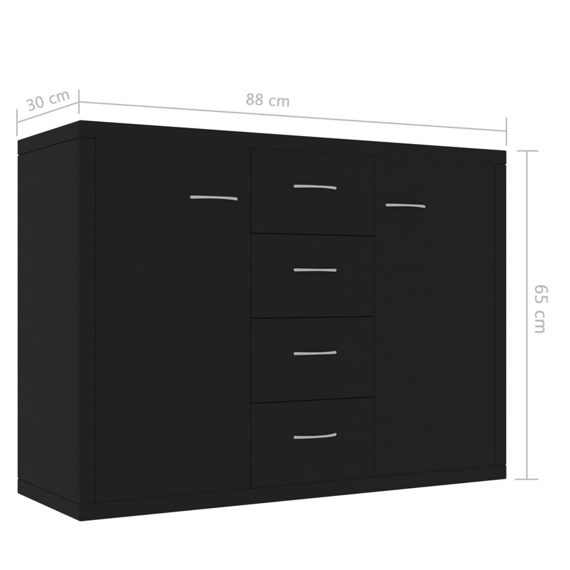 Sideboard Black 88x30x65 cm Chipboard