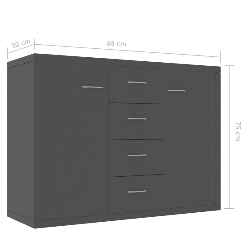 Sideboard Grey 88x30x65 cm Chipboard
