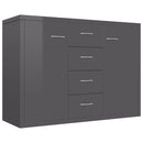 Sideboard High Gloss Grey 88x30x65 cm Chipboard