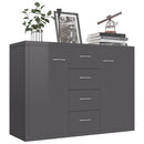 Sideboard High Gloss Grey 88x30x65 cm Chipboard