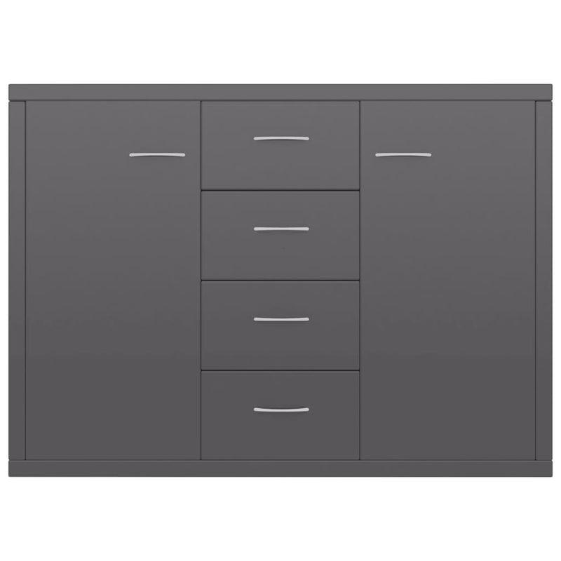 Sideboard High Gloss Grey 88x30x65 cm Chipboard