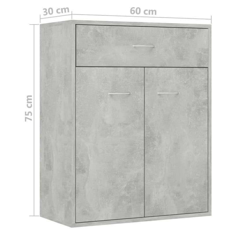 Sideboard Concrete Grey 60x30x75 cm Chipboard