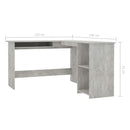 L-Shaped Corner Desk Concrete Grey 120x140x75 cm Chipboard