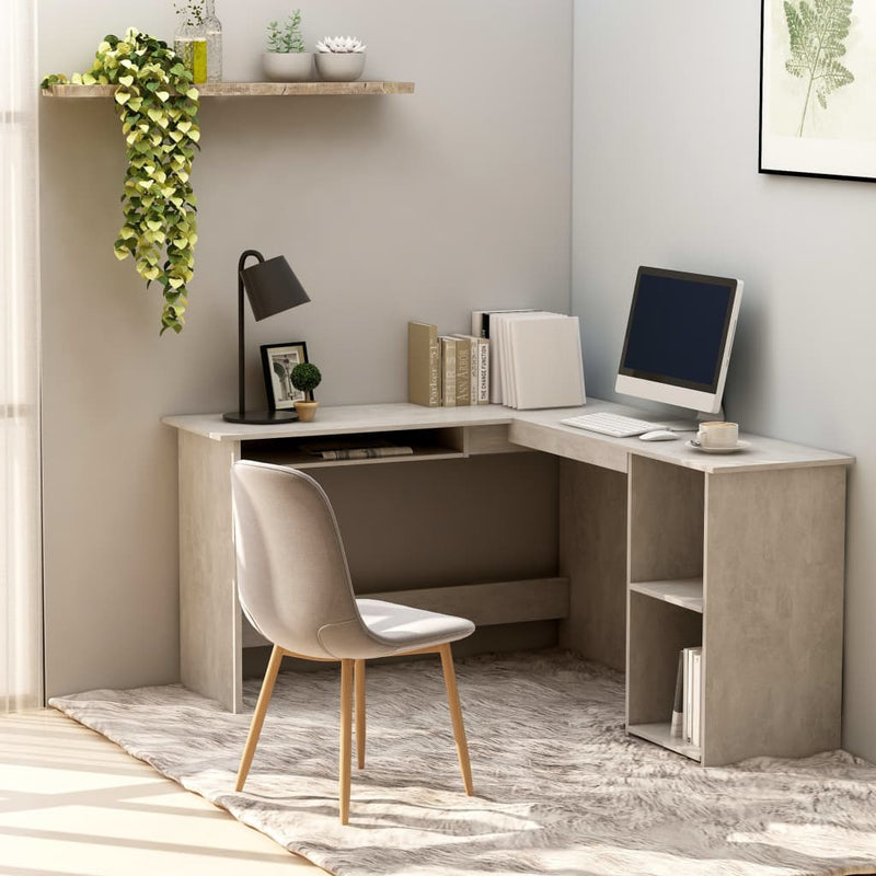 L-Shaped Corner Desk Concrete Grey 120x140x75 cm Chipboard