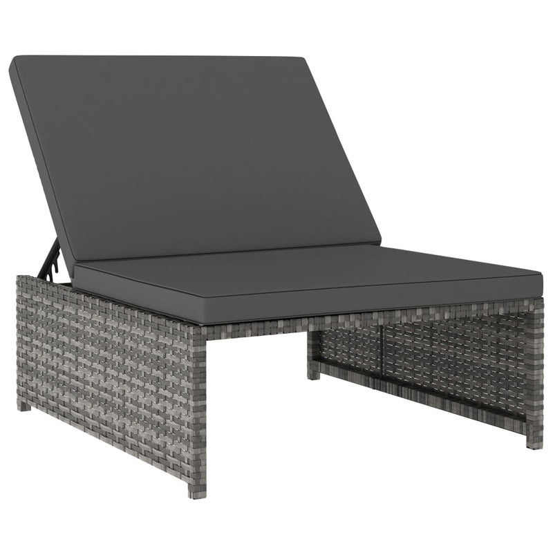 Sun Loungers 2 pcs with Table Poly Rattan Grey