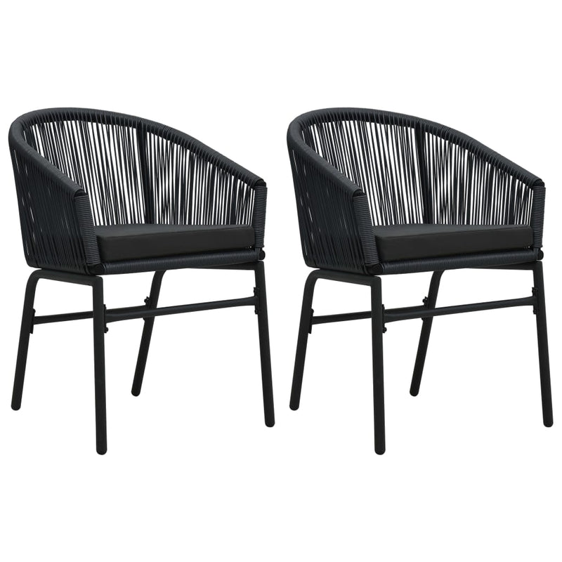 Garden Chairs 2 pcs Black PVC Rattan