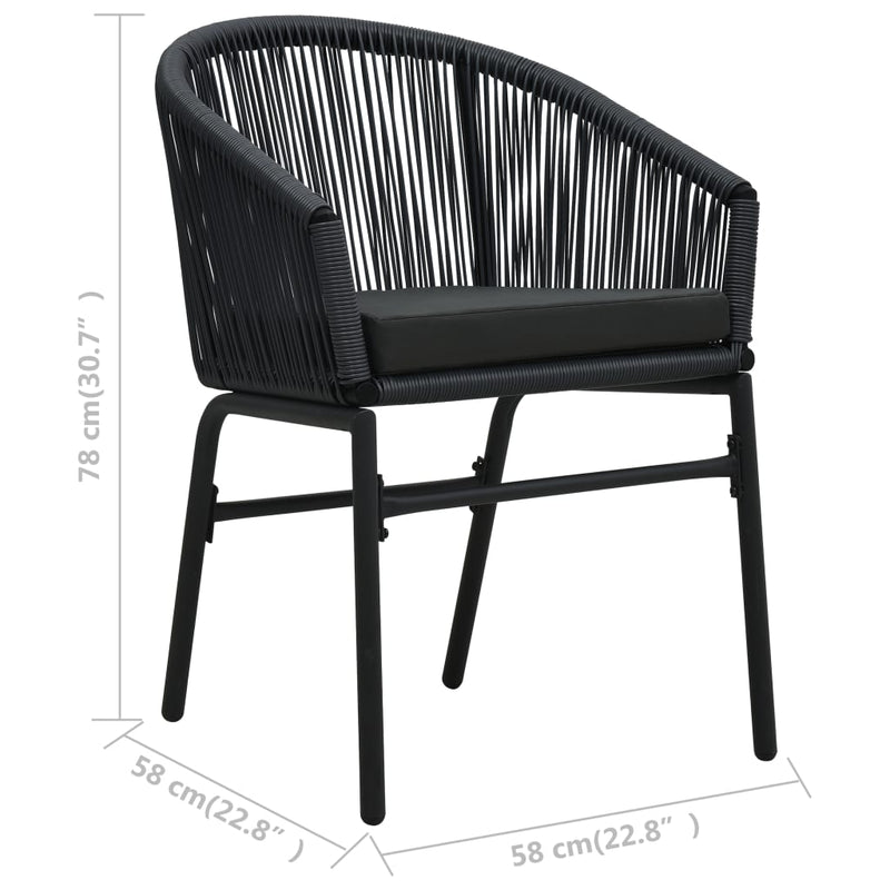 Garden Chairs 2 pcs Black PVC Rattan