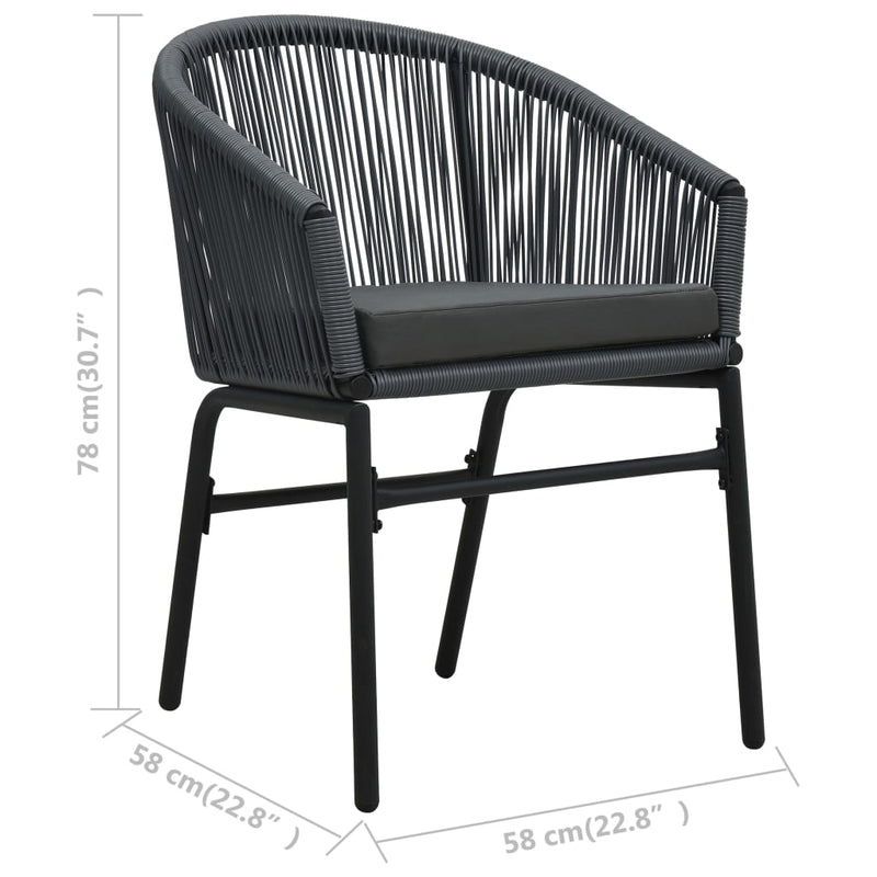 Garden Chairs 2 pcs Anthracite PVC Rattan