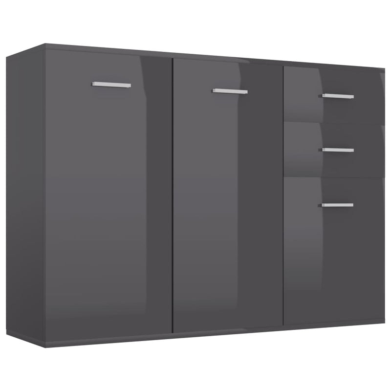 Sideboard High Gloss Grey 105x30x75 cm Chipboard