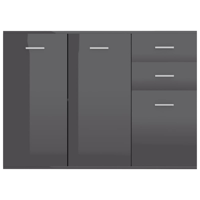 Sideboard High Gloss Grey 105x30x75 cm Chipboard