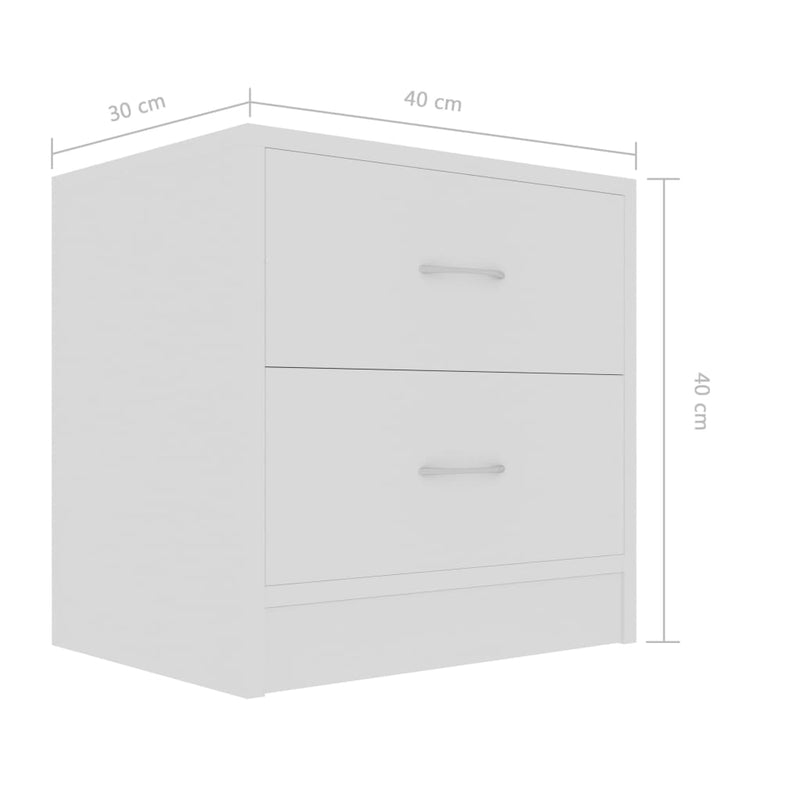 Bedside Cabinets 2 pcs White 40x30x40 cm