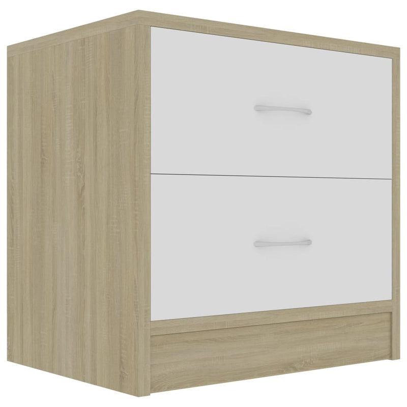 Bedside Cabinet White and Sonoma Oak 40x30x40 cm
