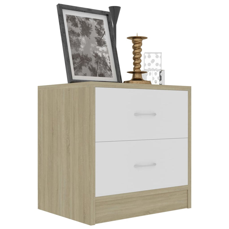 Bedside Cabinet White and Sonoma Oak 40x30x40 cm