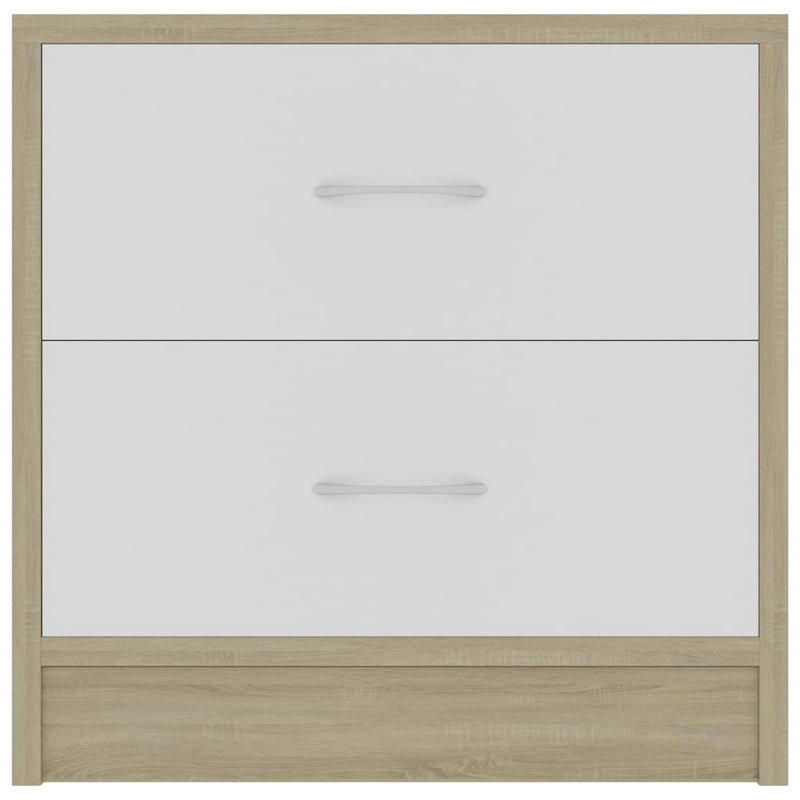 Bedside Cabinet White and Sonoma Oak 40x30x40 cm