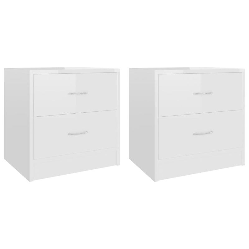 Bedside Cabinets 2 pcs High Gloss White 40x30x40 cm